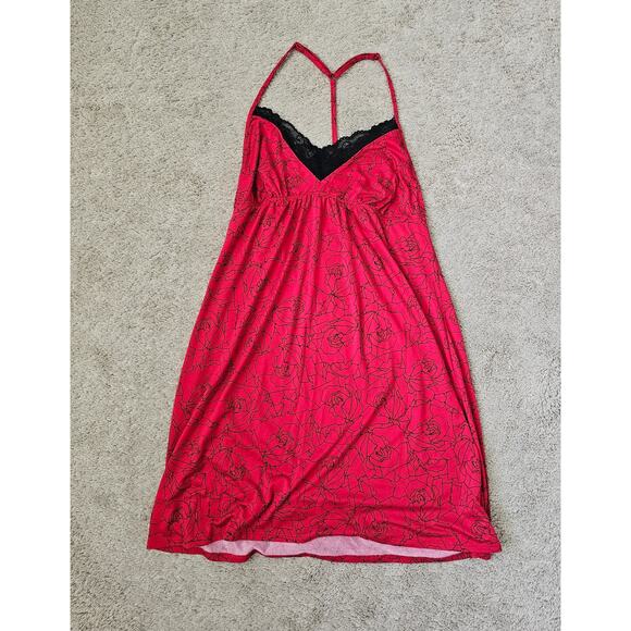 APT 9 INTIMATES LINGERIE / GOWN woman's Medium Red Black Lace - Picture 1 of 7